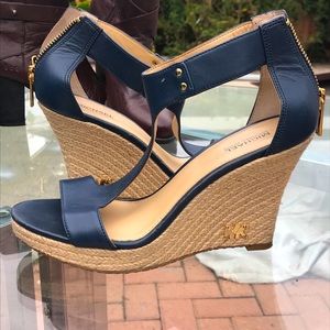 Michael Kors Navy Blue Wedge Sandals